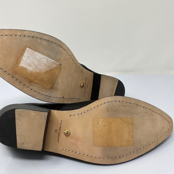 Cynthia Vincent Leather Ankle Boots Black SZ 7.5 - Picture 6 of 8